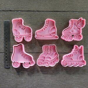 6-Piece Ice Skating, Rollerblade Cookie Cutters & Stamp Set - Baking Party